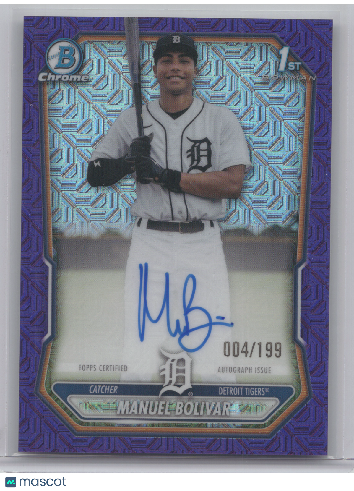 2026 Bowman Chrome Prospect Autograph Manuel Bolivar #CPA-MB Purple Mojo 004/199