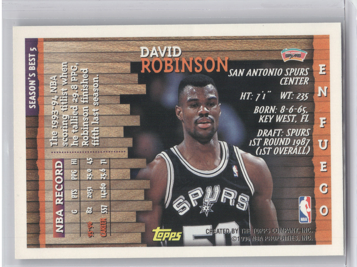 1996 Topps Season's Best En Fuego David Robinson #5