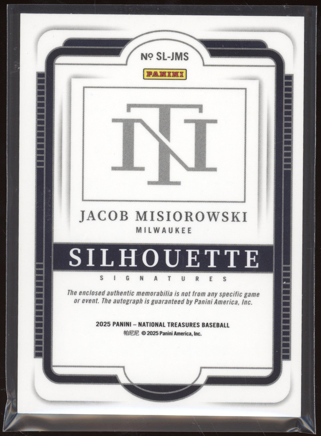 2025 Panini National Treasures Silhouette Signature Jacob Misiorowski #JMS 93/99