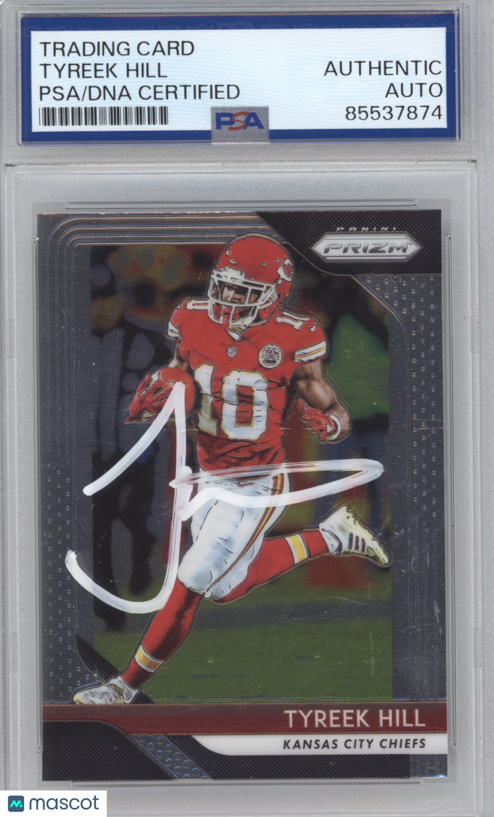 2018 Panini Prizm Football Tyreek Hill #103 PSA Authentic Auto 10