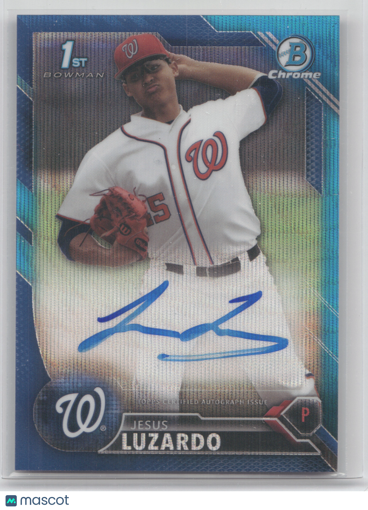 2016 Bowman Chrome Draft Autograph Jesus Luzardo #CDA-JLU Blue Wave Ref. 103/150