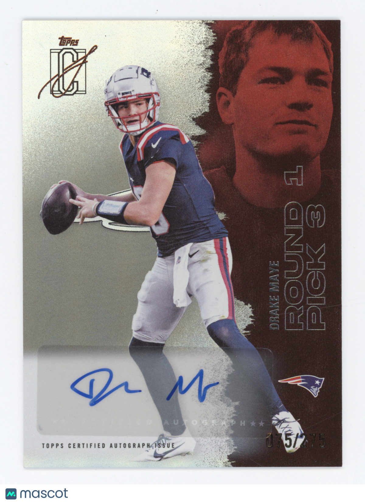 2025 Topps Signature Class Drake Maye #38 Silver Autograph 075/275