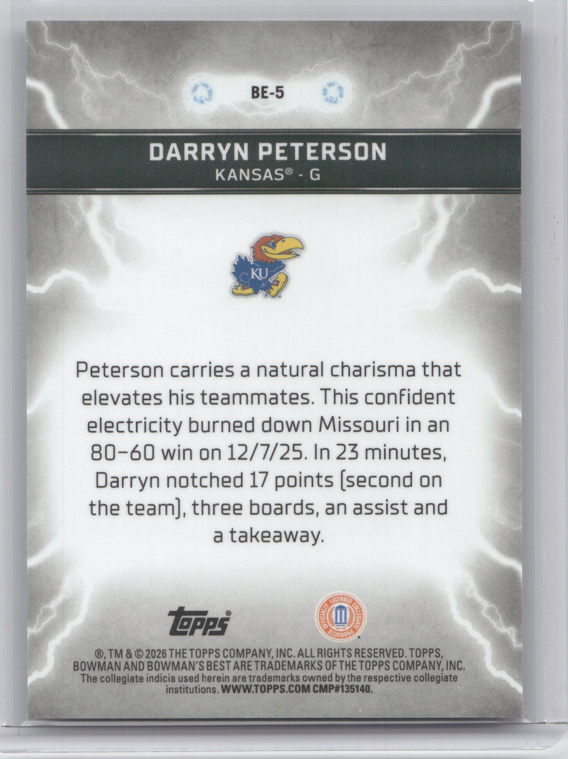 2026 Bowman's Best University Big Energy Darryn Peterson #BE-5