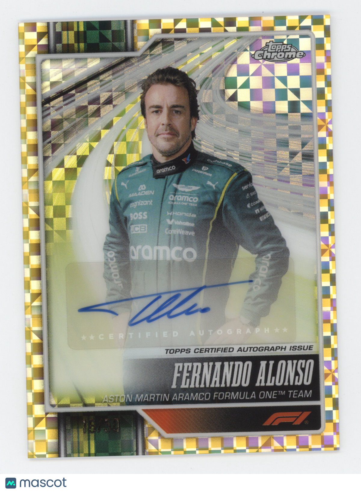 2026 Topps Chrome F1 Autograph Fernando Alonso #CAC-FA Gold Checker Flag 16/50