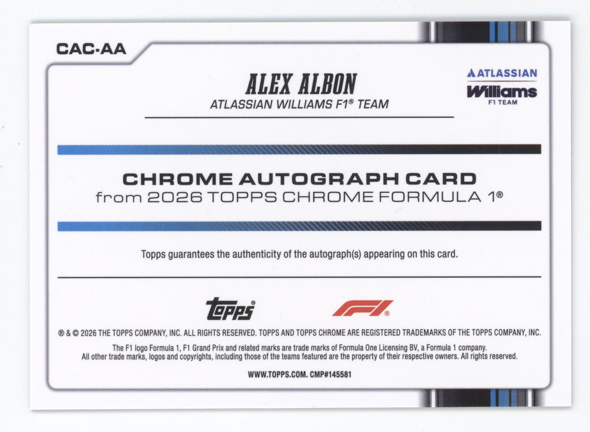 2026 Topps Chrome Formula 1 Autograph Alex Albon #CAC-AA