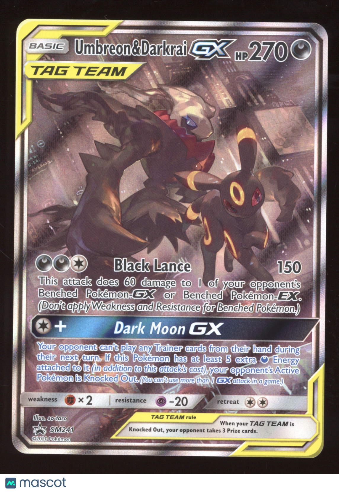 2019 Sun & Moon Umbreon & Darkrai GX Black Star Promo #SM241