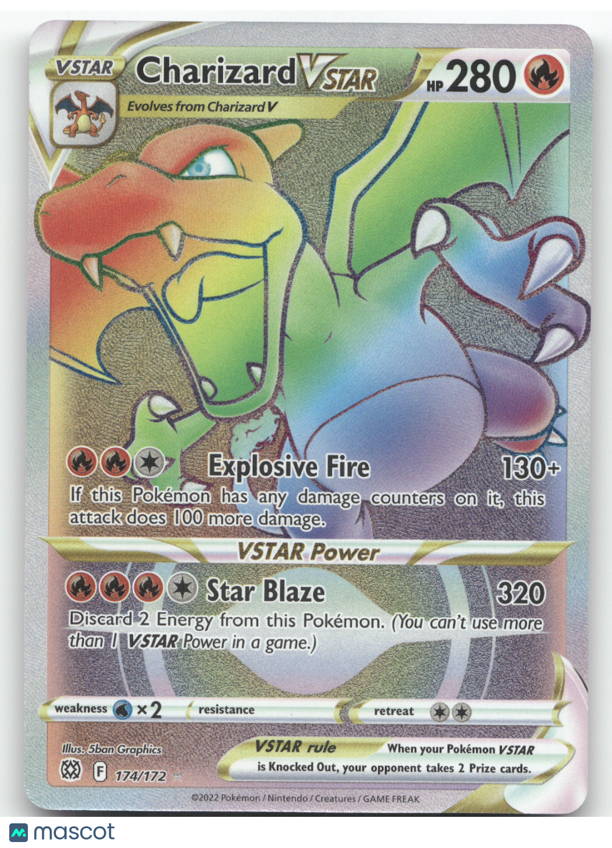 2022 Brilliant Stars Charizard VSTAR Rainbow Secret Rare #174/172