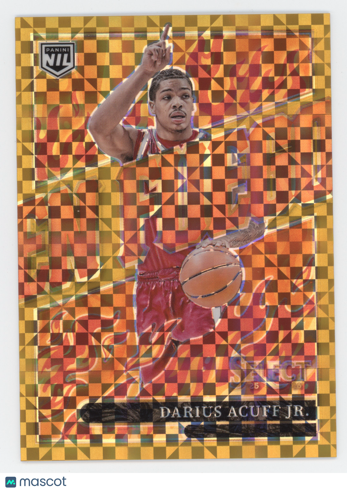 2025 Panini Select En Fuego Darius Acuff Jr. #12 Gold Checkerboard 09/10