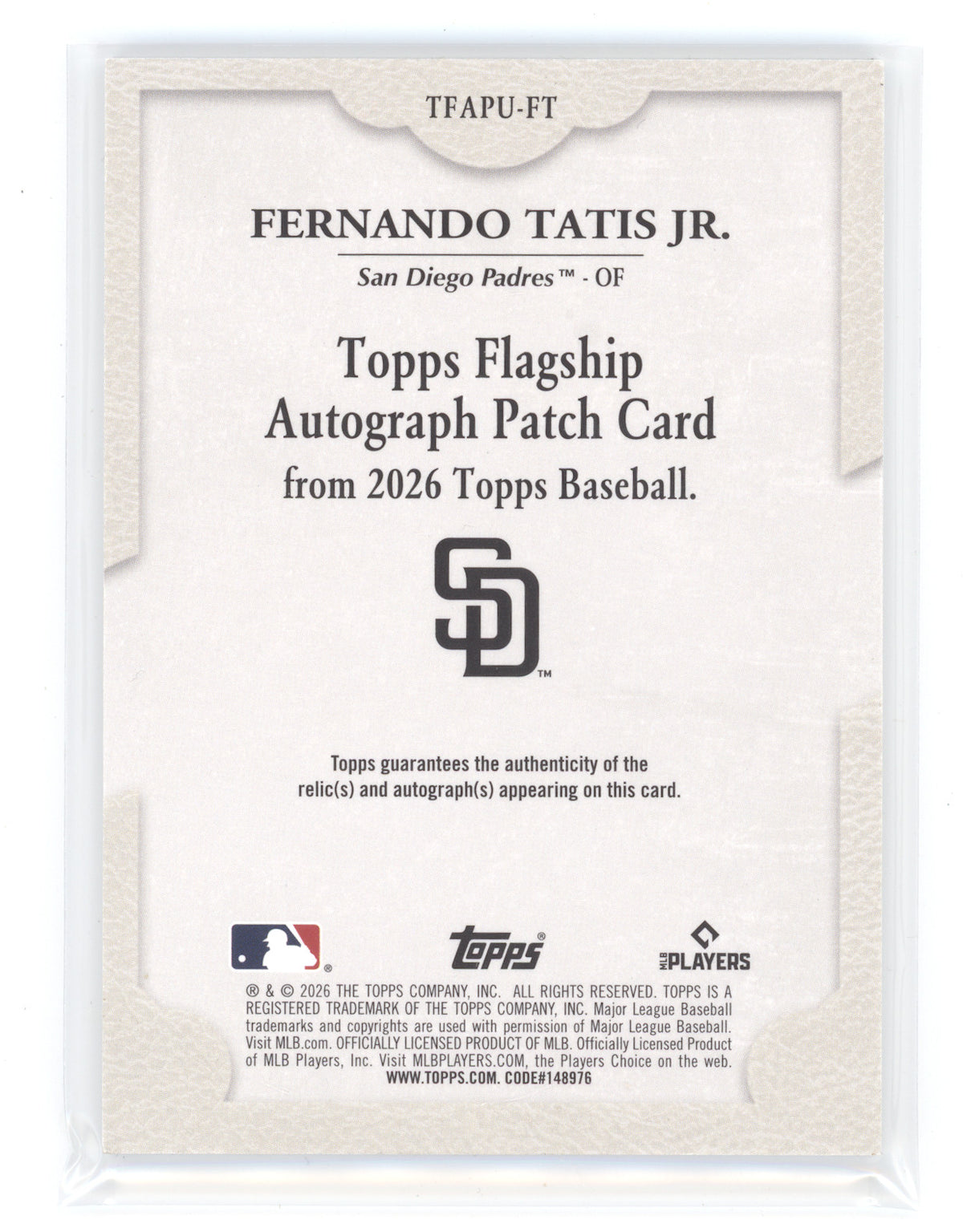 2026 Topps Flagship Autograph Patch Fernando Tatis Jr. #TFAPU-FT Black 03/10