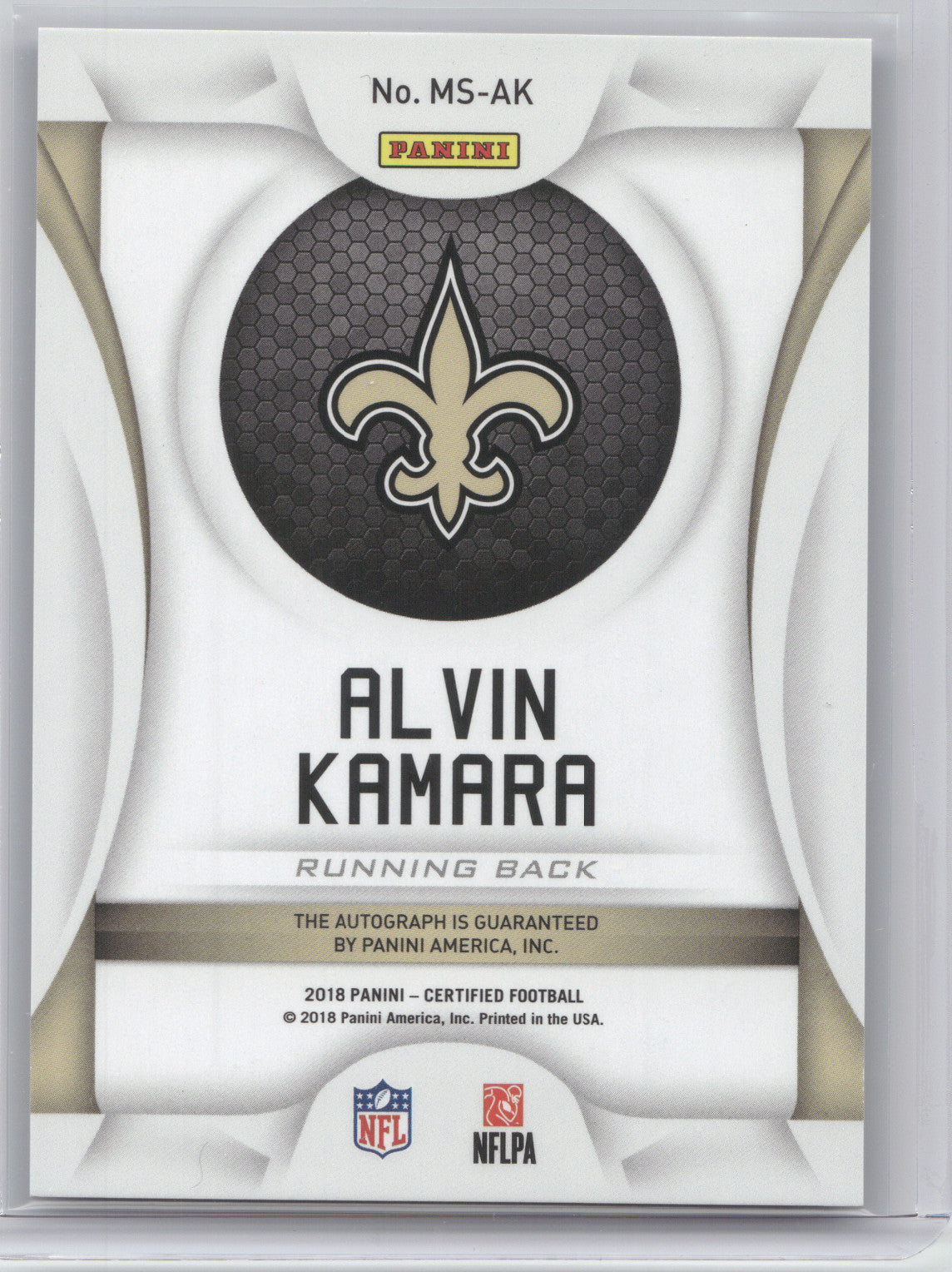 2018 Panini Certified Alvin Kamara #MS-AK Mirror Signatures Blue 30/30