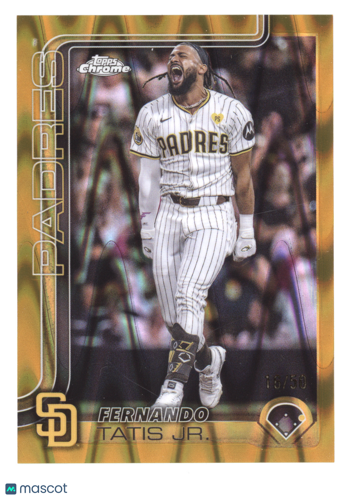 2025 Topps Chrome Fernando Tatis Jr. #159 Gold Wave Refractor 16/50