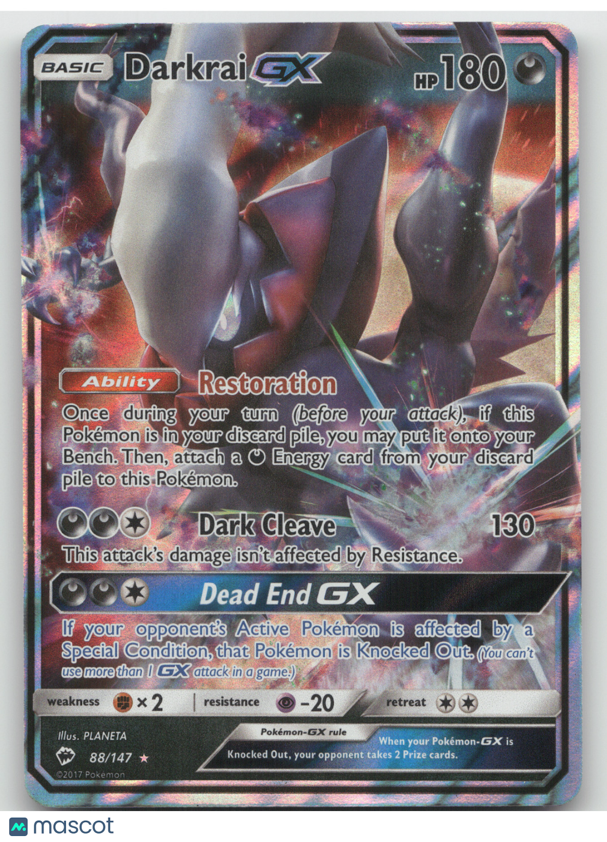 2017 Burning Shadows Darkrai GX Holo Rare #88/147