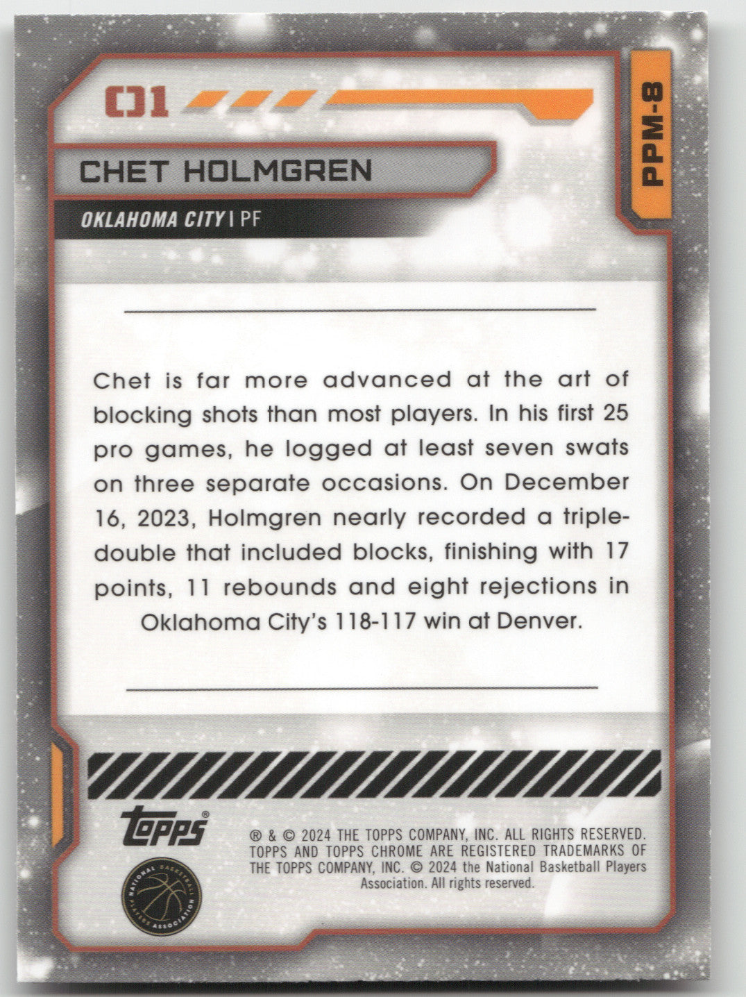 2023 Topps Cosmic Chrome Planetary Pursuit Chet Holmgren #PPM-8 Mercury