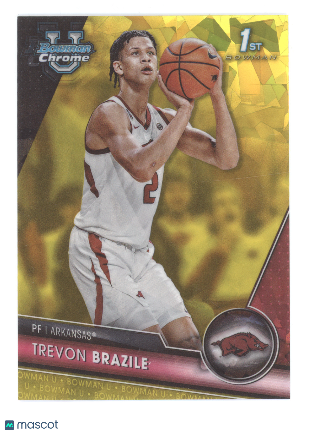 2023 Bowman Chrome University Basketball Trevon Brazile #8 Yellow Ice 67/75