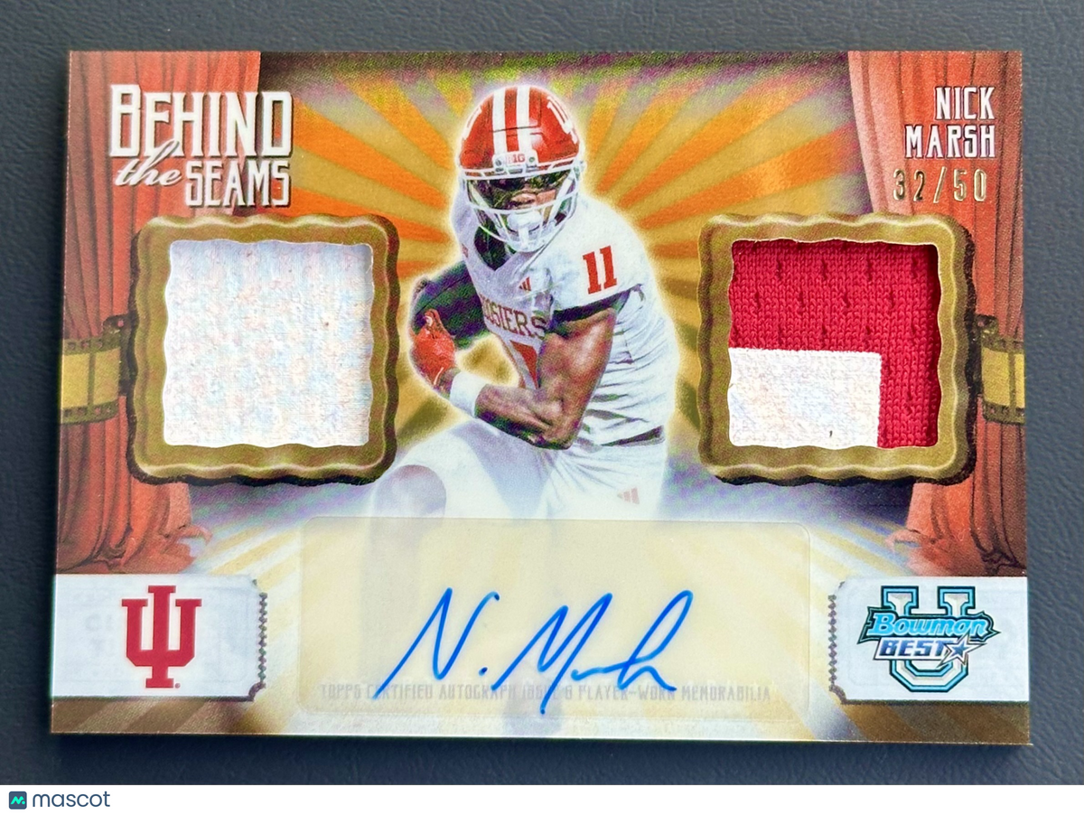 2026 Bowman U Best Nick Marsh Patch Auto Gold /50 Indiana