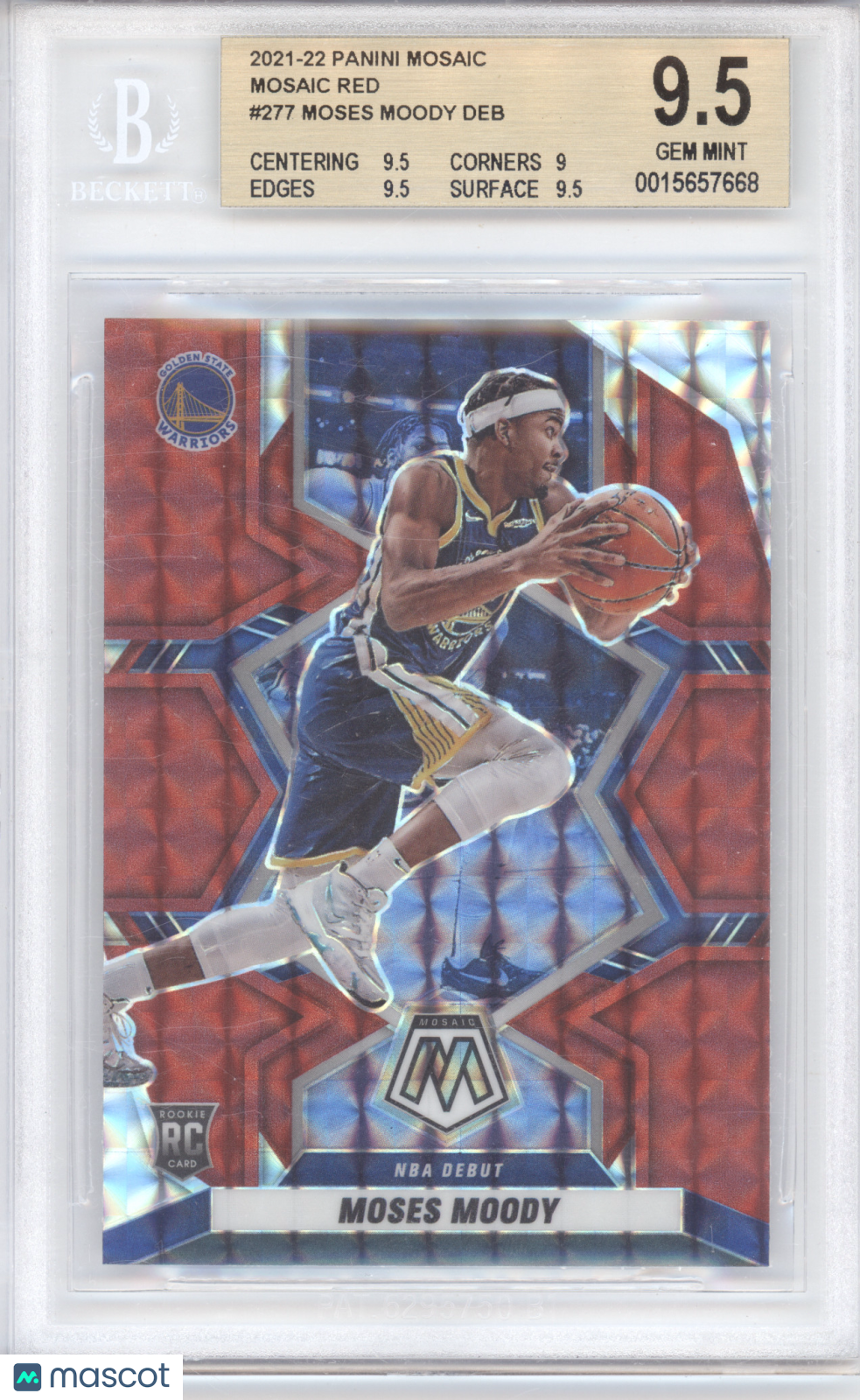 2021 Panini Mosaic Moses Moody #277 Mosaic Red RC BGS 9.5
