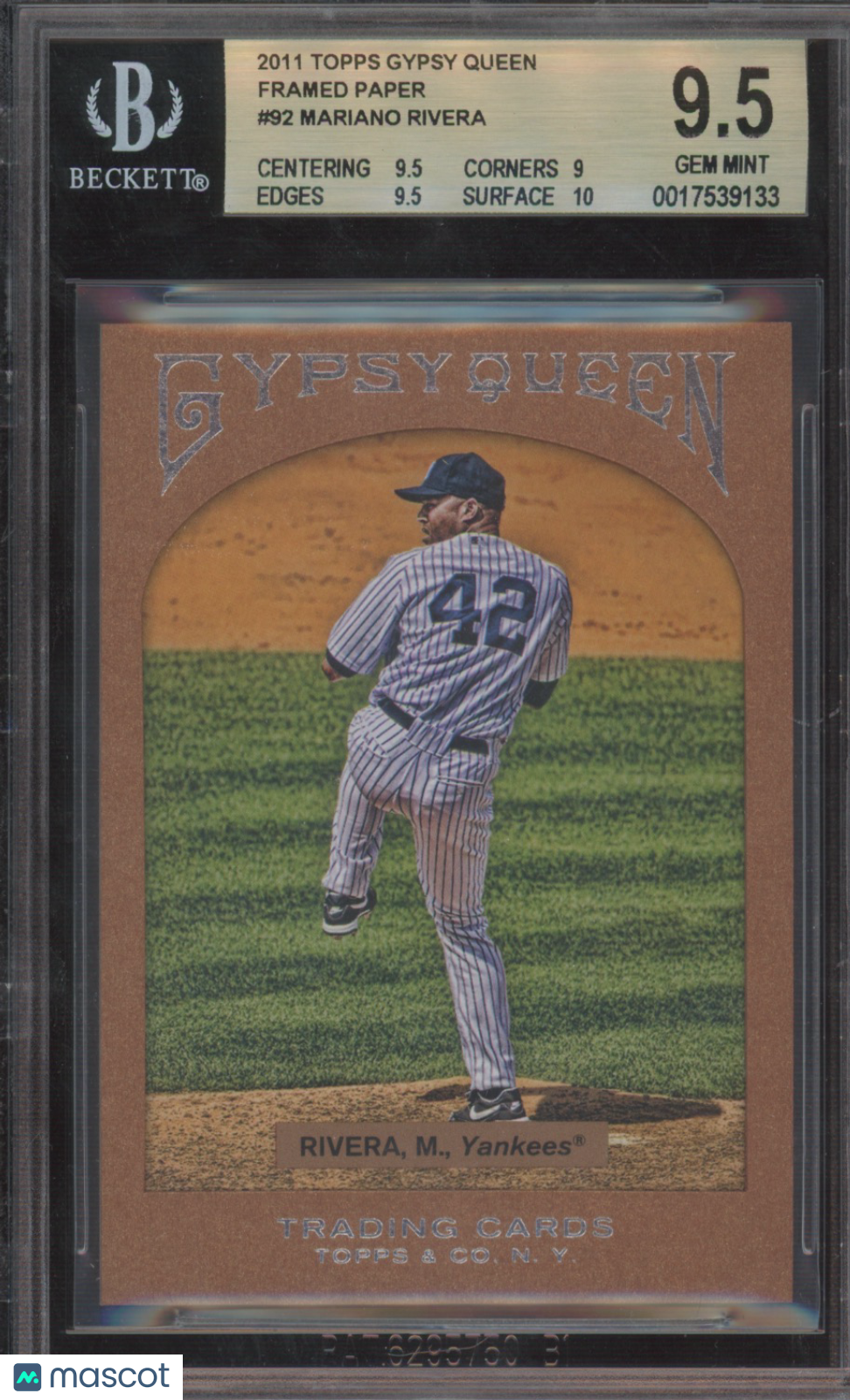 2011 Topps Gypsy Queen Mariano Rivera #92 Framed Paper BGS 9.5