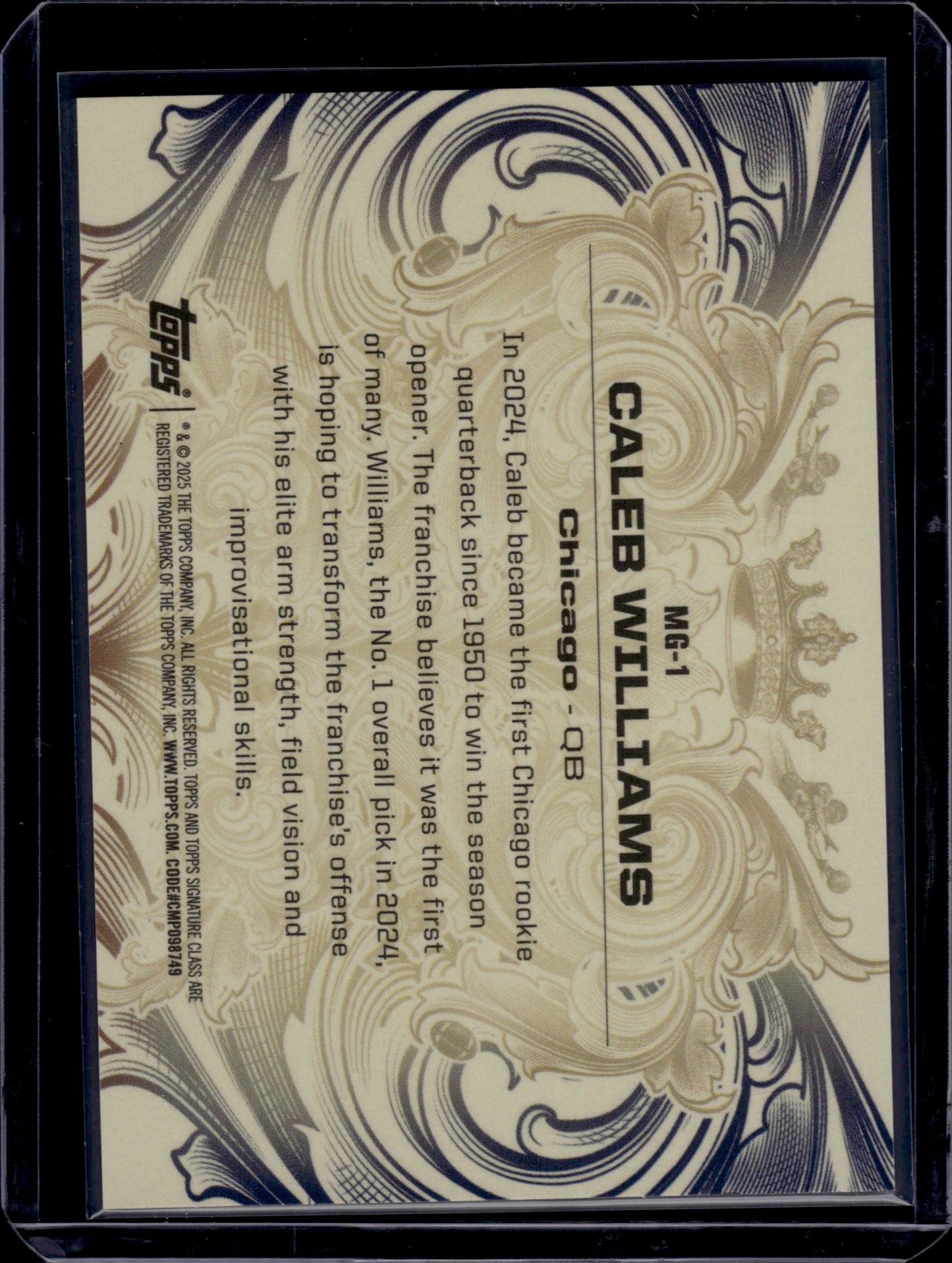 2024 Topps Signature Class Caleb Williams #MG-1 Monarchs of the Game RC