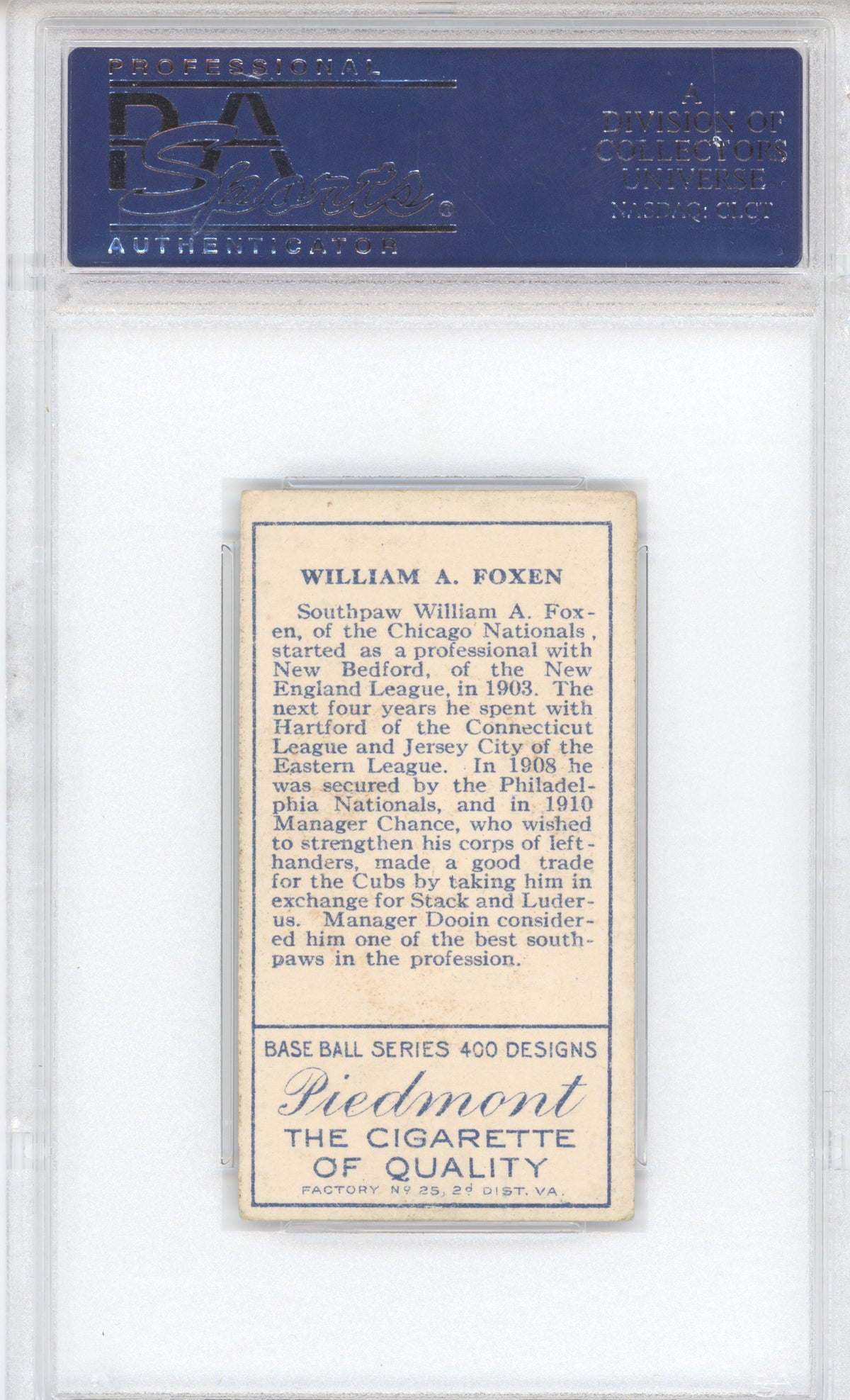 1911 T205 Gold Border WM. A. Foxen PSA 5
