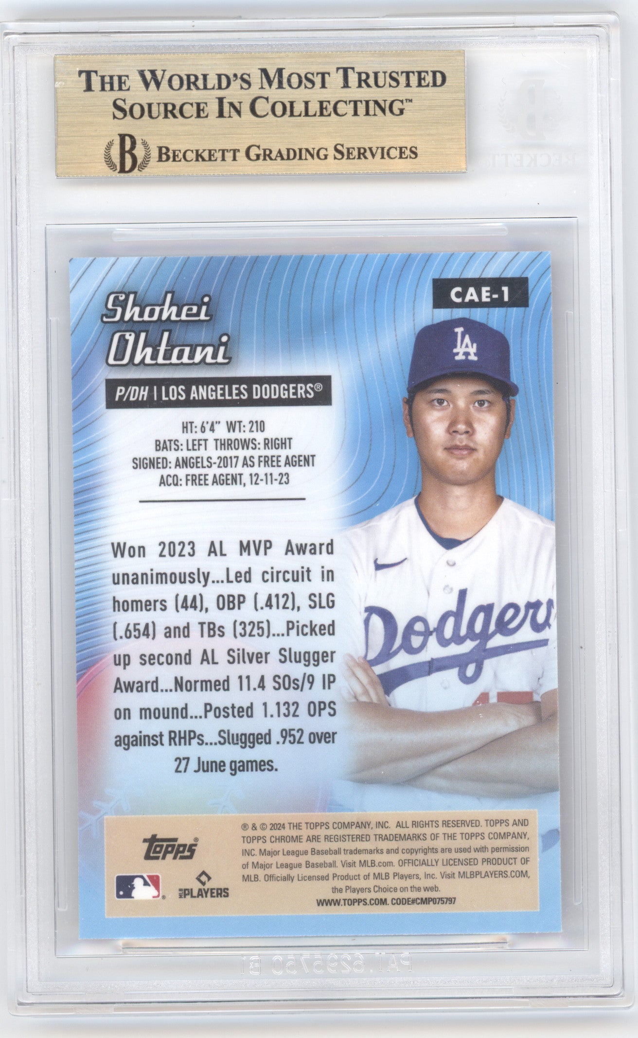 2024 Topps Chrome All Etch Shohei Ohtani #CAE1 BGS 9.5