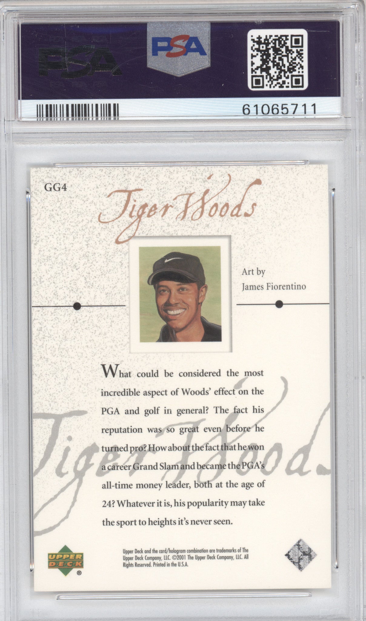2001 Upper Deck Gallery Tiger Woods #GG4 Golf PSA 9