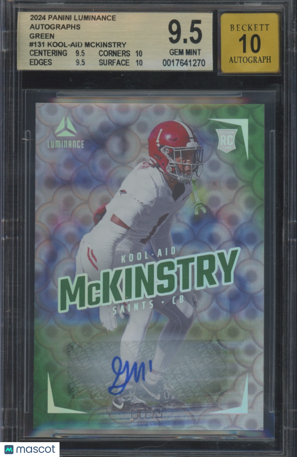 2024 Panini Luminance Kool-Aid McKinstry #131 Auto Green 18/25 BGS 9.5 Auto 10