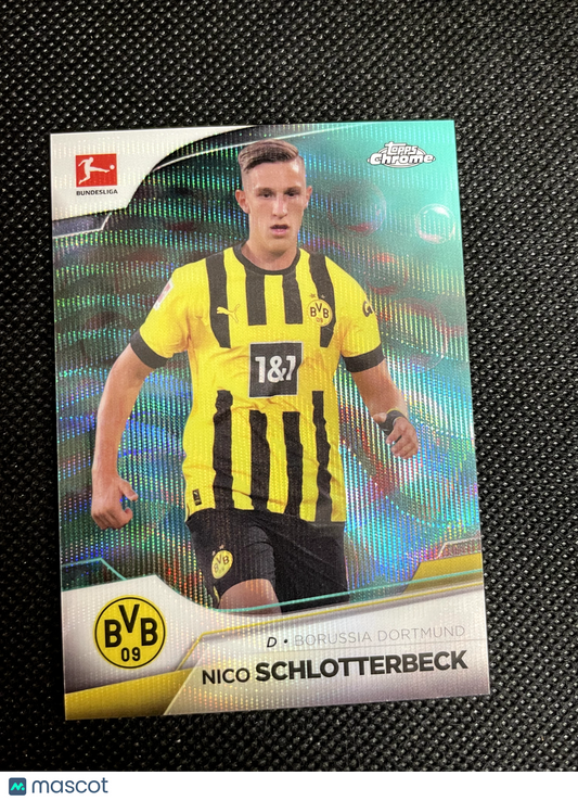 2022-23 Topps Bundesliga Chrome Nico Schlotterbeck Teal Wave 088/275