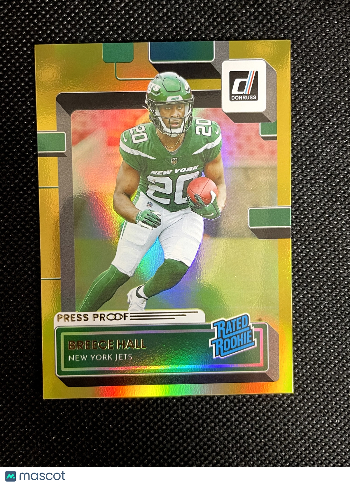 2022 Donruss Breece Hall Gold Press Proof Rated Rookie New York Jets