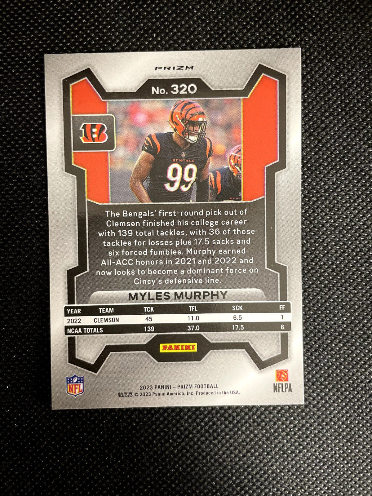 2023 Prizm Myles Murphy Silver Rookie Bengals