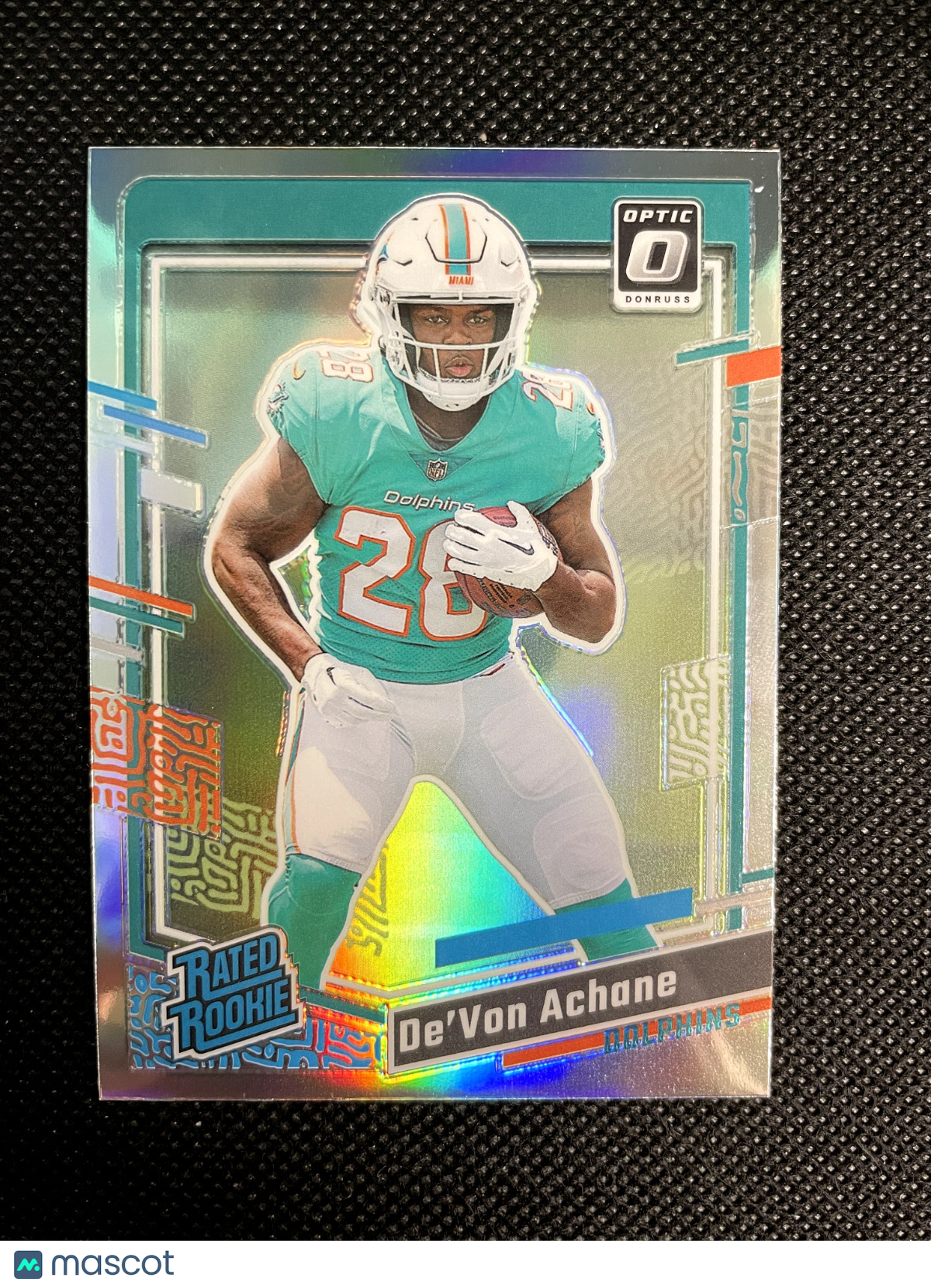 2023 Devon Achane Donruss Optic Preview Rated Rookie Silver Holo Dolphins