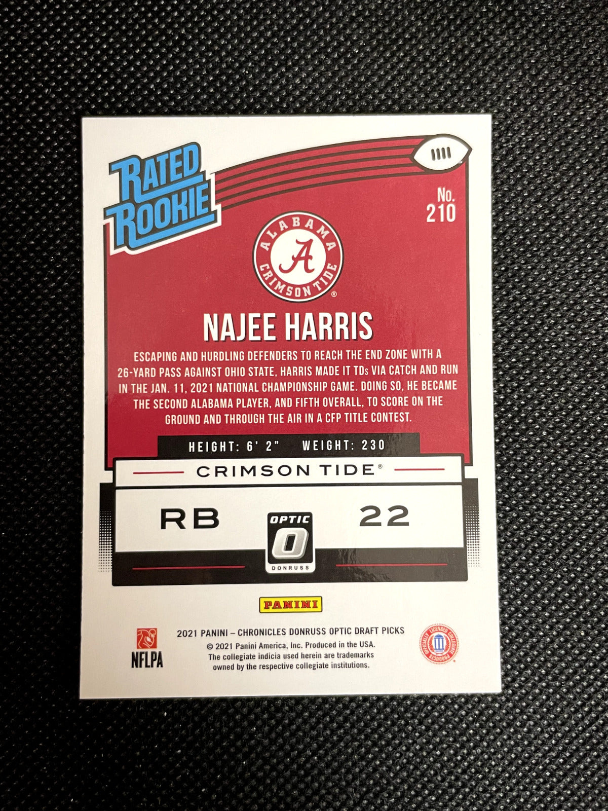 2021 Panini Chronicles Draft Picks Najee Harris Donruss Optic Rated Rookie