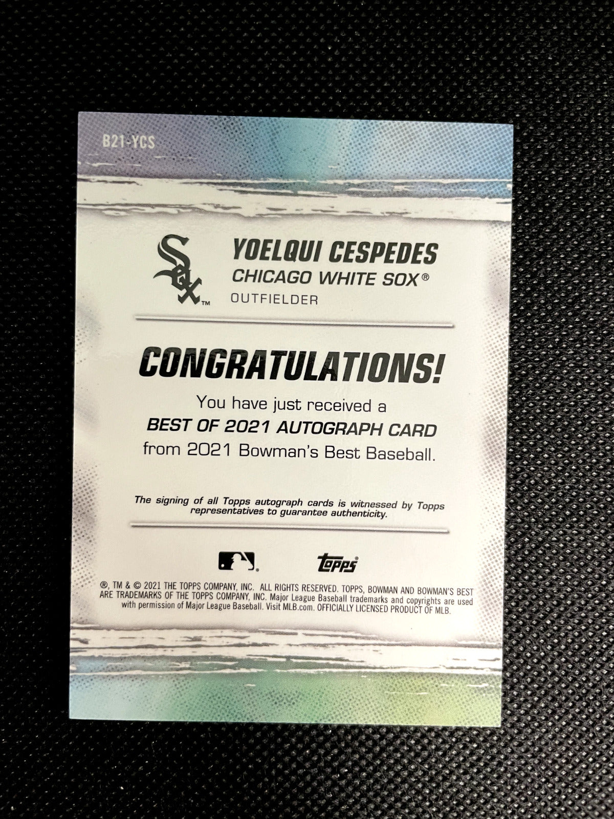 2021 Bowmans Best Yoelqui Cespedes Auto White Sox