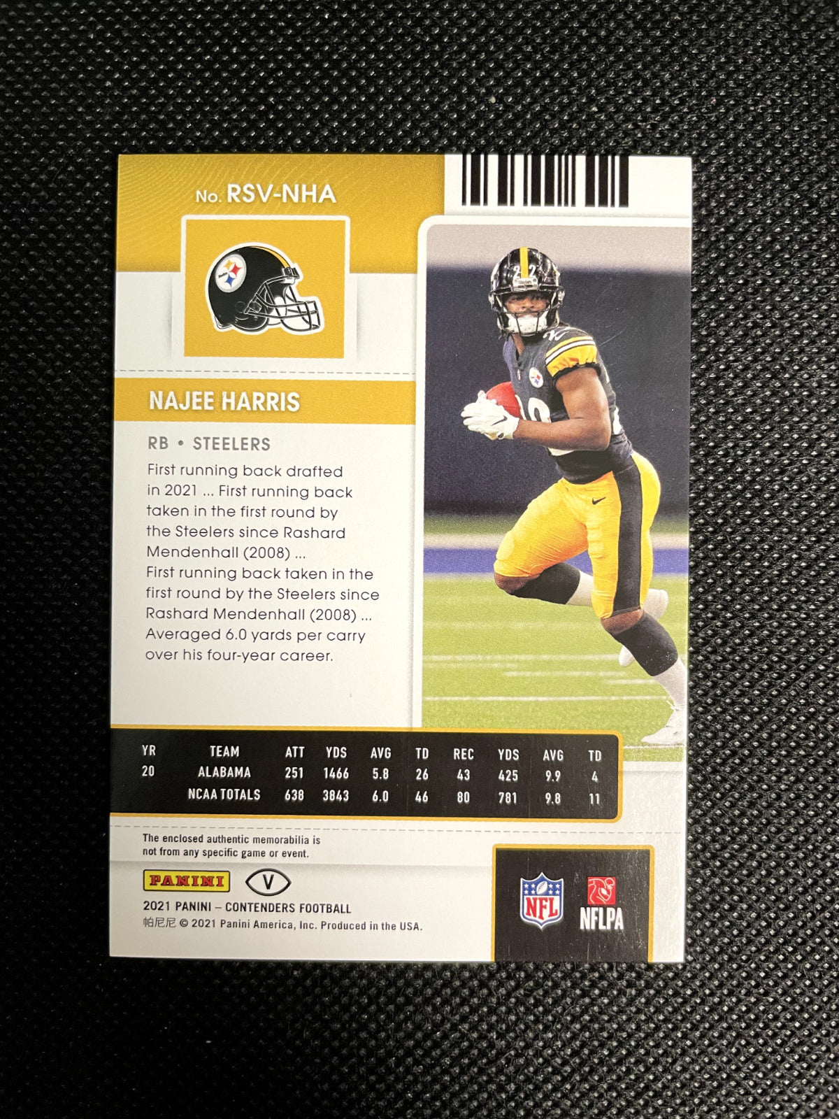 2021 Contenders Najee Harris Variation Rookie Ticket Jersey Patch