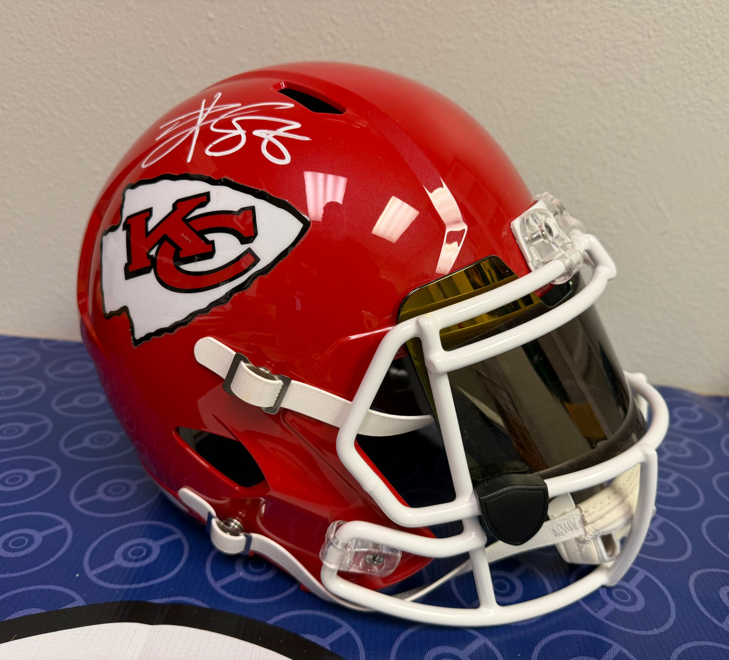 Travis Kelce Kansas City Chiefs Signed Football Helmet (Beckett Authenticated)