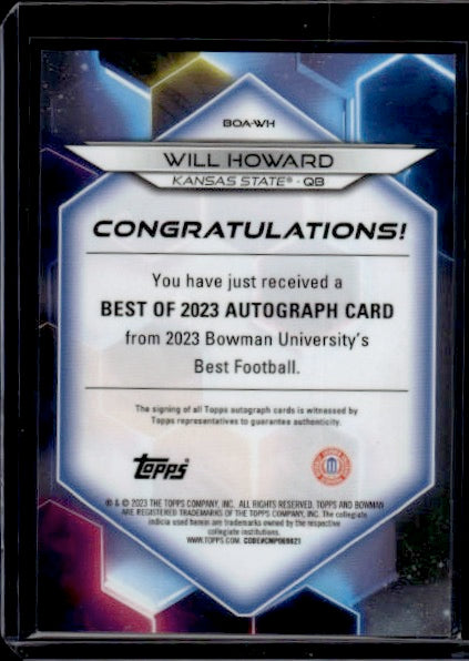 2023 Bowman University Best Football Will Howard #BOA-WH 3/10 Autograph