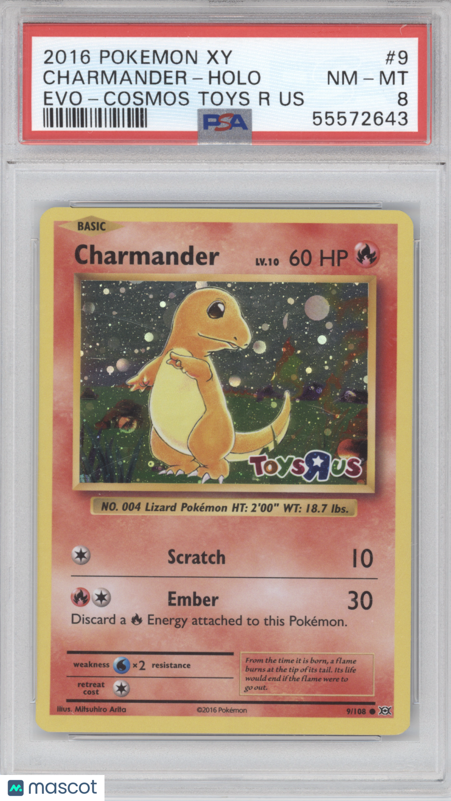 2016 Pokemon XY Evolutions Charmander Holo Evo-Cosmos Toys R Us PSA 8 #9