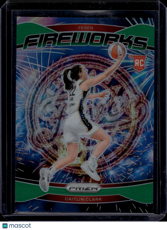 2024 Panini Prizm Fireworks Caitlin Clark #13 Green RC