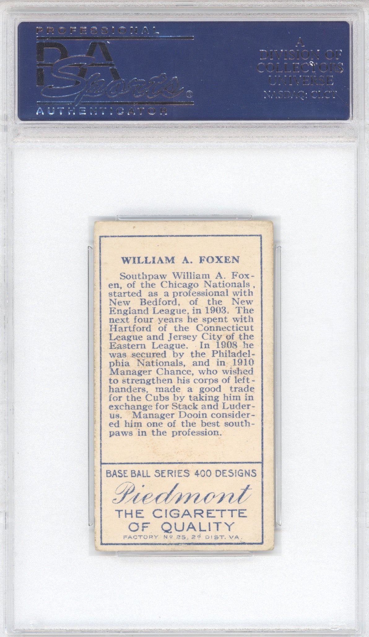 1911 T205 Gold Border WM. A. Foxen PSA 5