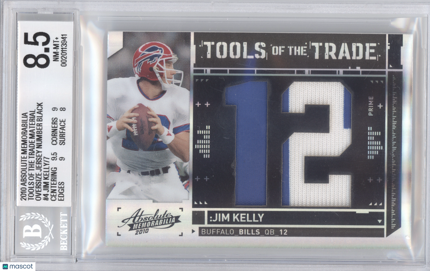 2010 Absolute Memorabilia Tools of the Trade Jim Kelly #4 7/7 BGS 8.5