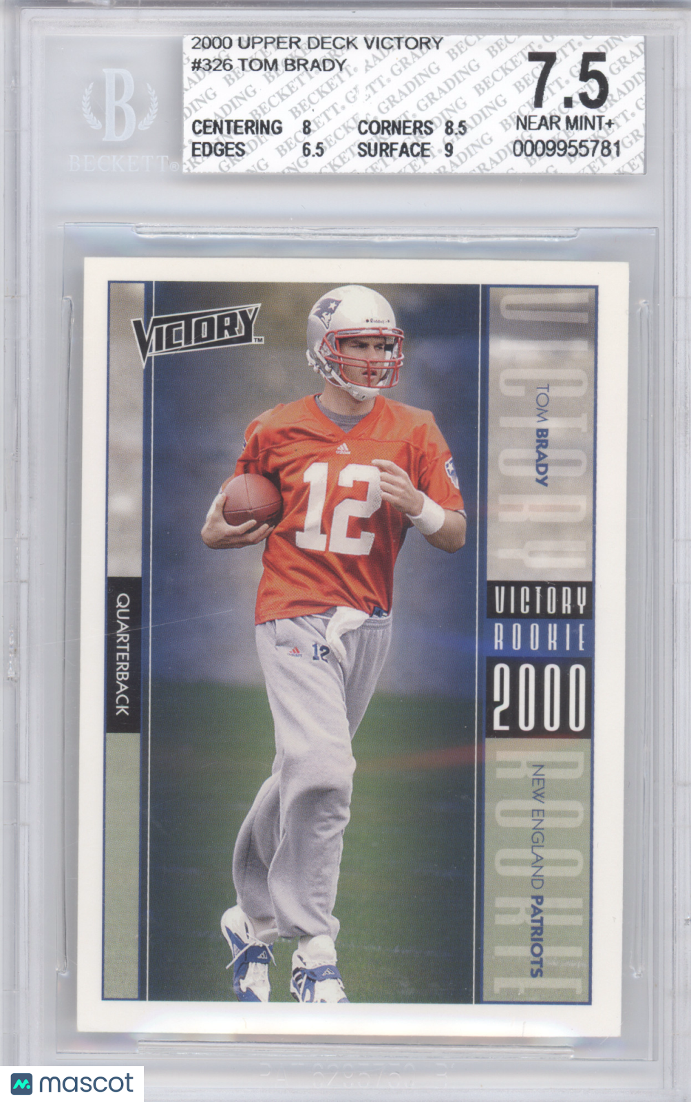 2000 Upper Deck Victory Tom Brady #326 Rookie BGS 7.5