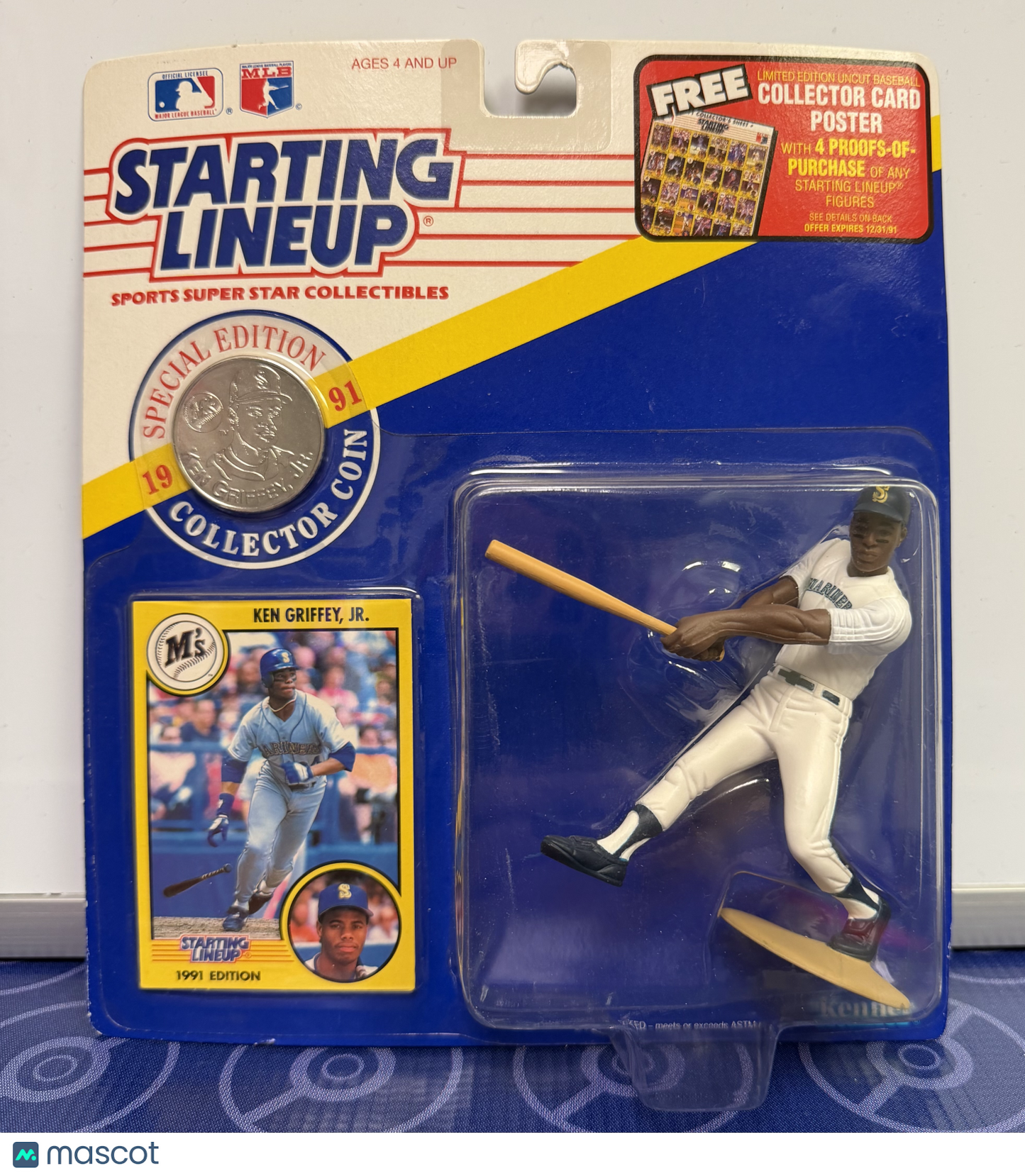 1991 Starting Lineup Baseball Ken Griffey Jr. w/coin & card
