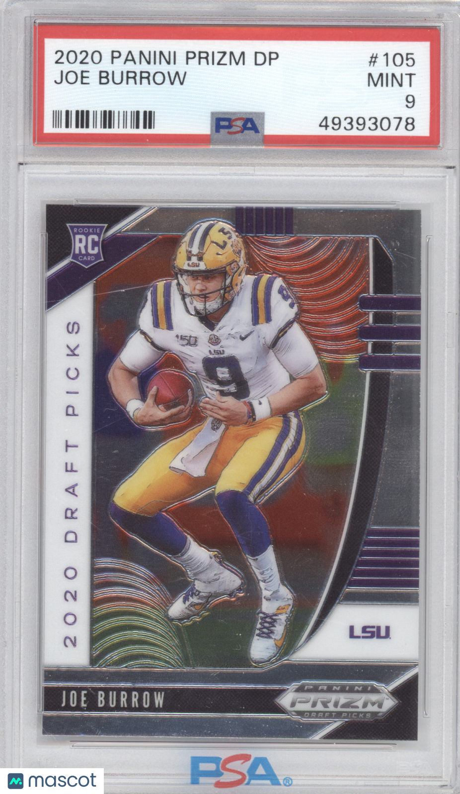 2020 Panini Prizm Draft Picks Joe Burrow #105 PSA 9