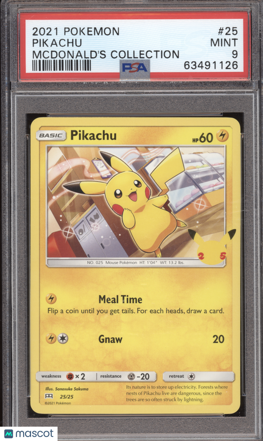 2021 Pokemon Mcdonald's Collection Pikachu PSA 9 #25/25