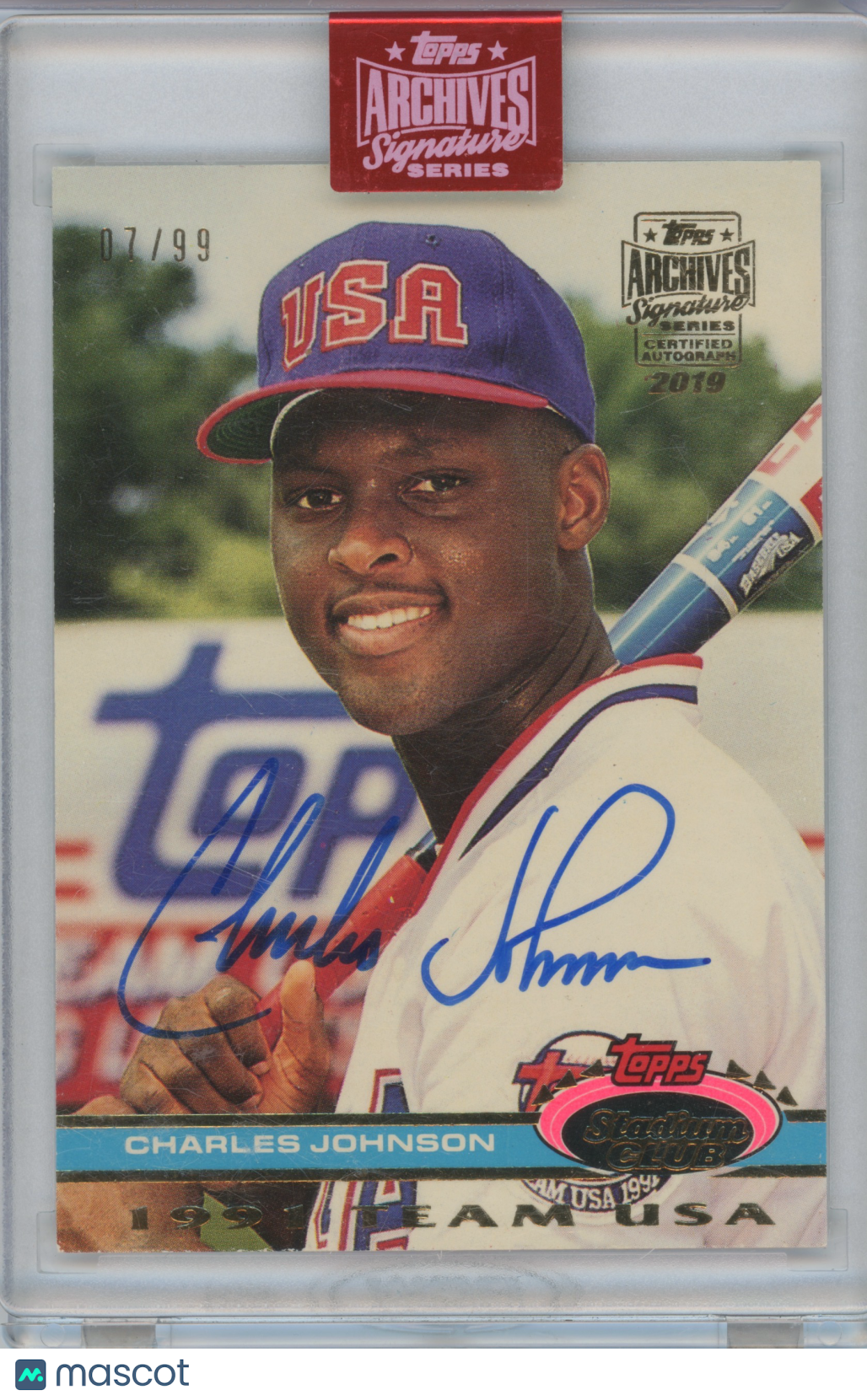 2019 Topps Archives Signature Series Charles Johnson #91 (1991 Team USA) 07/99