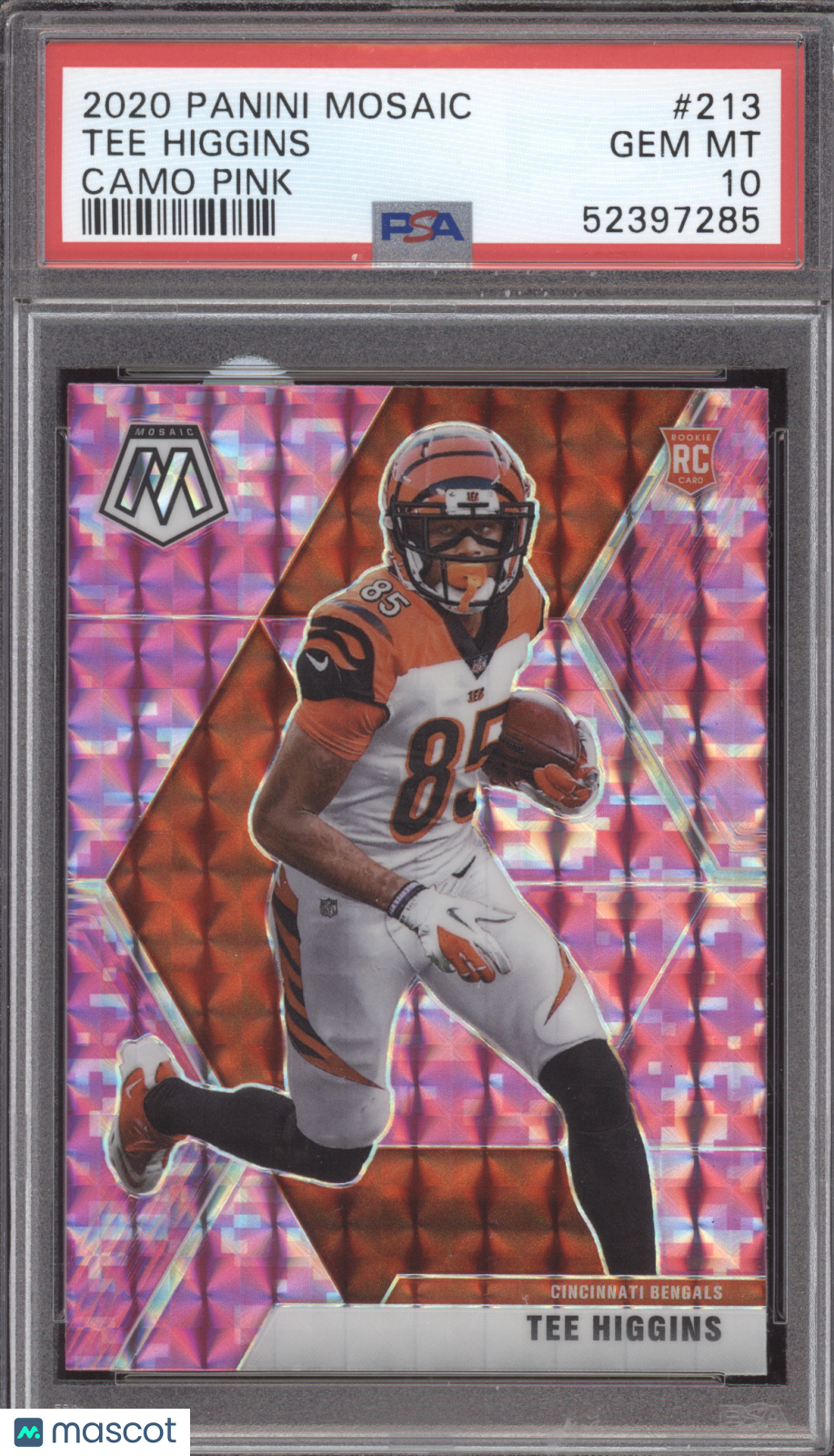 2020 Panini Mosaic Tee Higgins #213 Camo Pink RC PSA 10