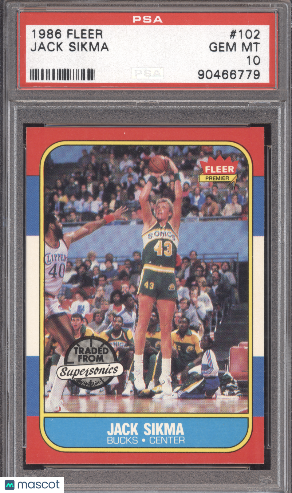 1986 Fleer Basketball Jack Sikma #102 PSA 10