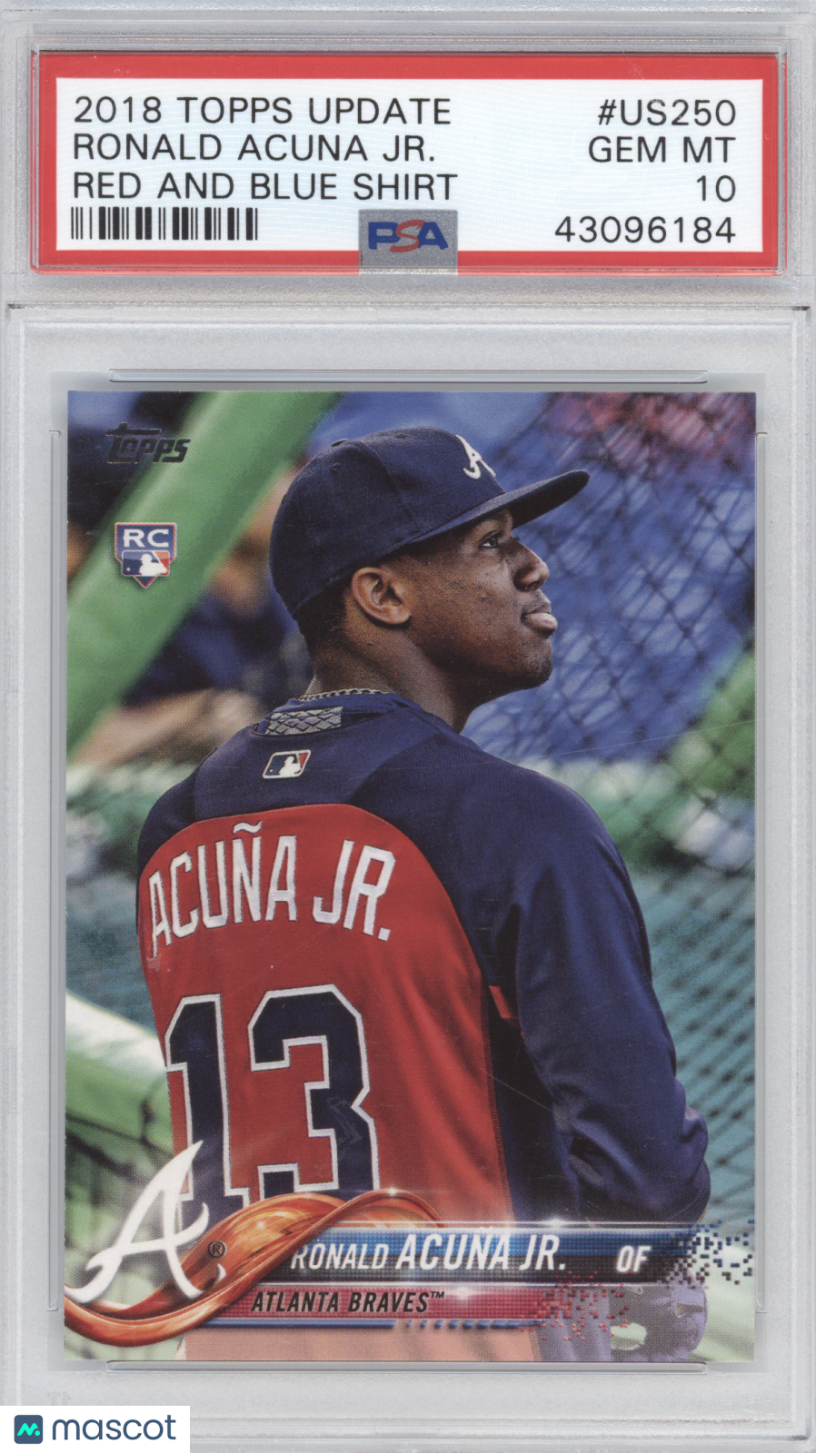 2018 Topps Update Ronald Acuna Jr. #US250 Red Blue Shirt RC PSA 10