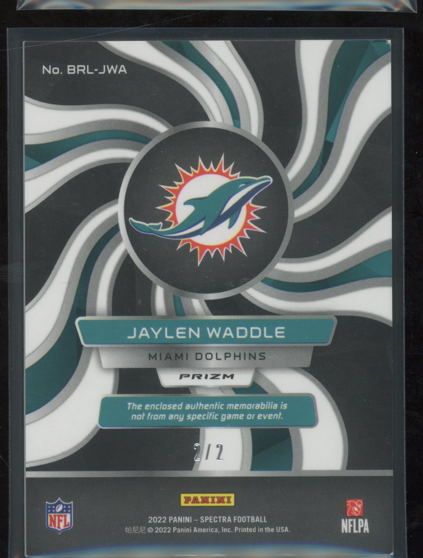 2022 Panini Spectra Brilliance Prizm Jaylen Waddle #BRL-JWA 2/2
