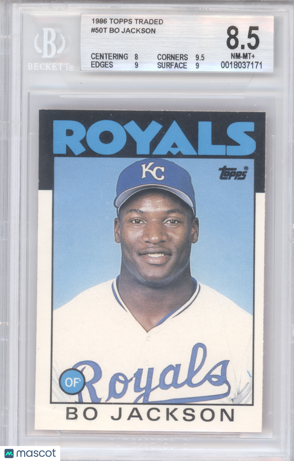 1986 Topps Traded Bo Jackson #50T XRC BGS 8.5