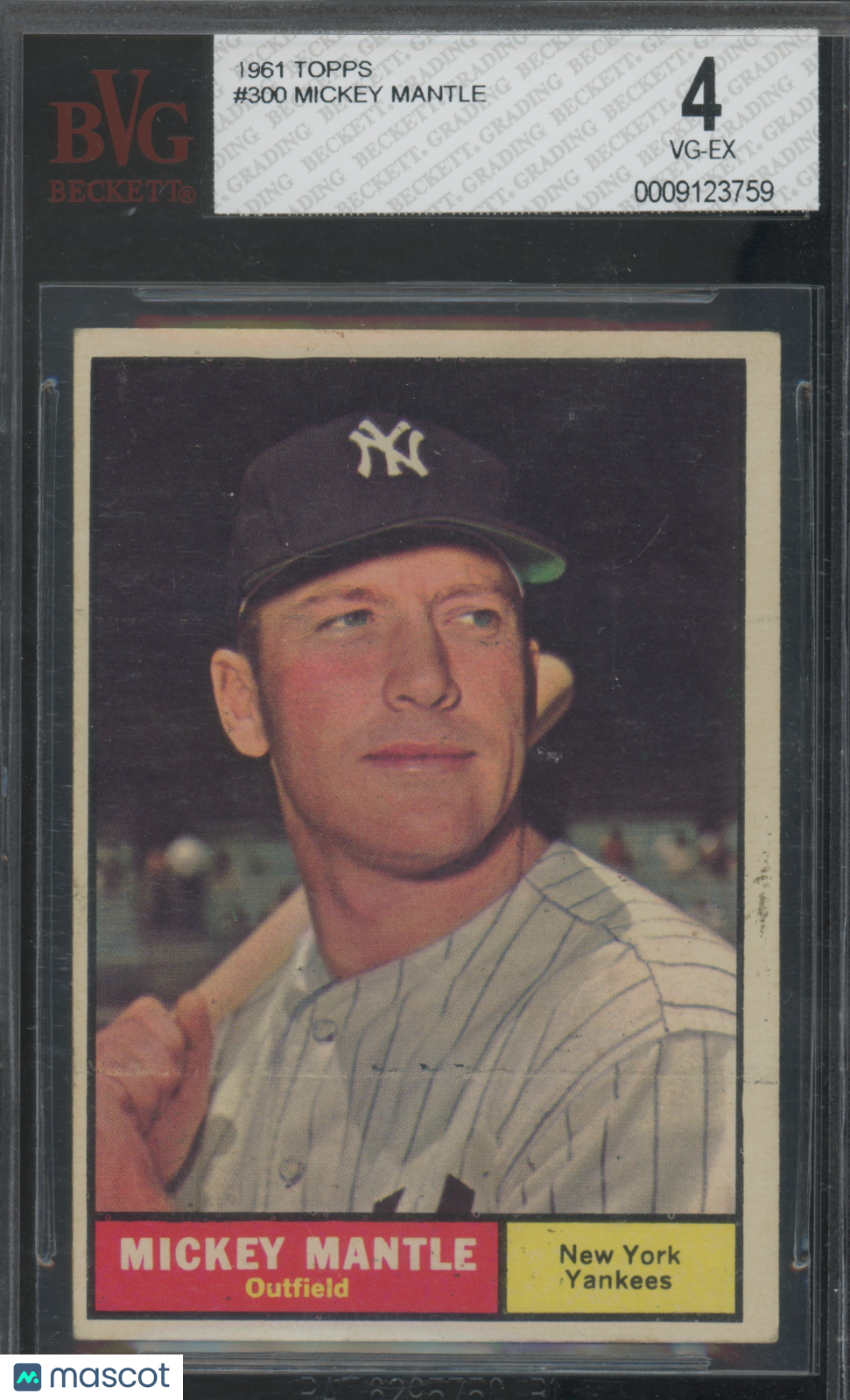 1961 Topps Mickey Mantle #300 BVG 4